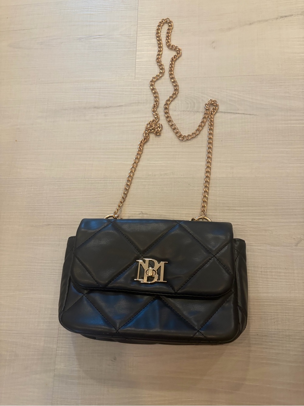 Badgley Mischka Black Quilted Crossbody with Gold Chain